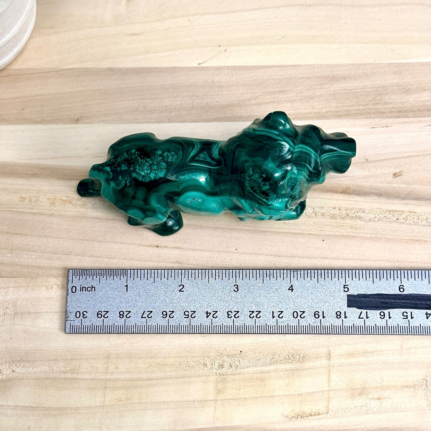 Malachite Lion Carving, 1 lb. 1 oz.