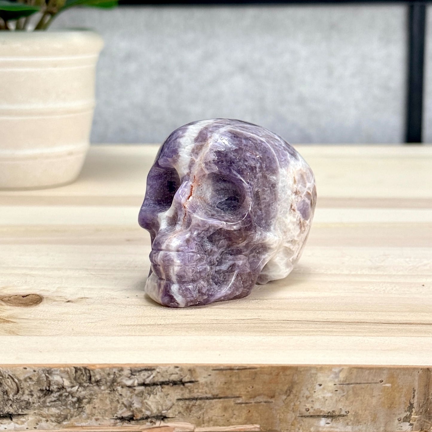 Chevron Amethyst Skull Carving A, 2.95 in. - Itsy's Crystal Cove LLC