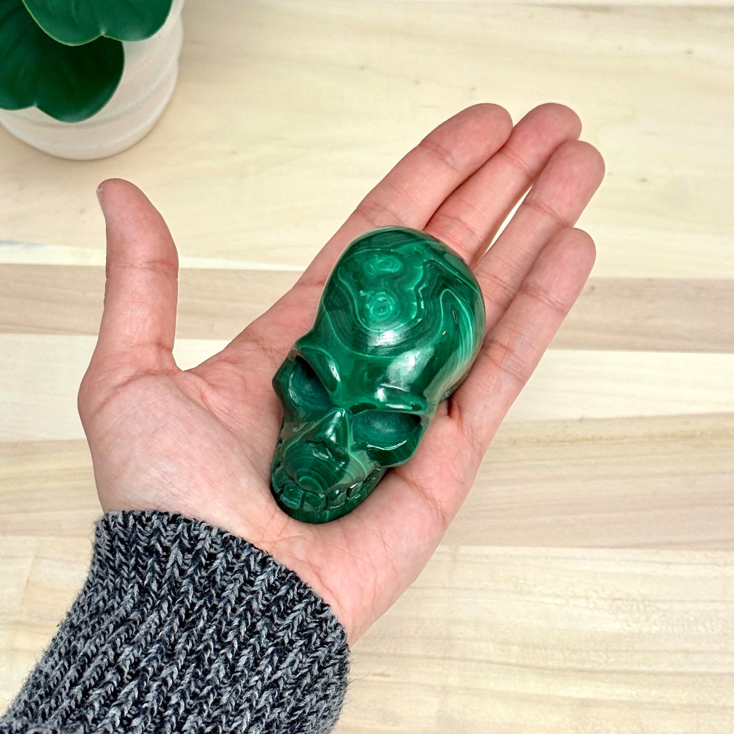 Malachite Skull Carving, 3.17 in. - Itsy's Crystal Cove LLC