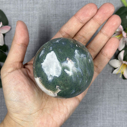 Druzy Moss Agate Crystal Sphere 68.3mm - Itsy's Crystal Cove LLC