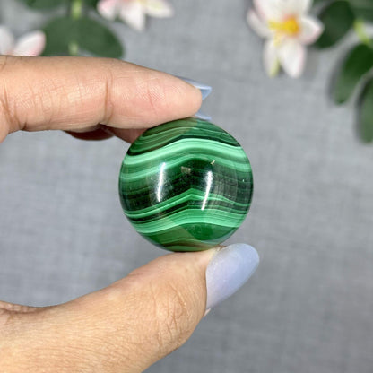 33.5mm Natural Malachite Sphere- Itsy's Crystal Cove LLC