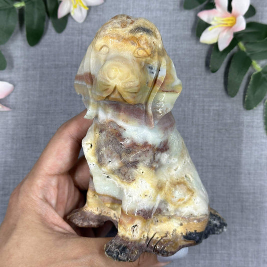 Caribbean Calcite Dog Carving - Itsy's Crystal Cove LLC