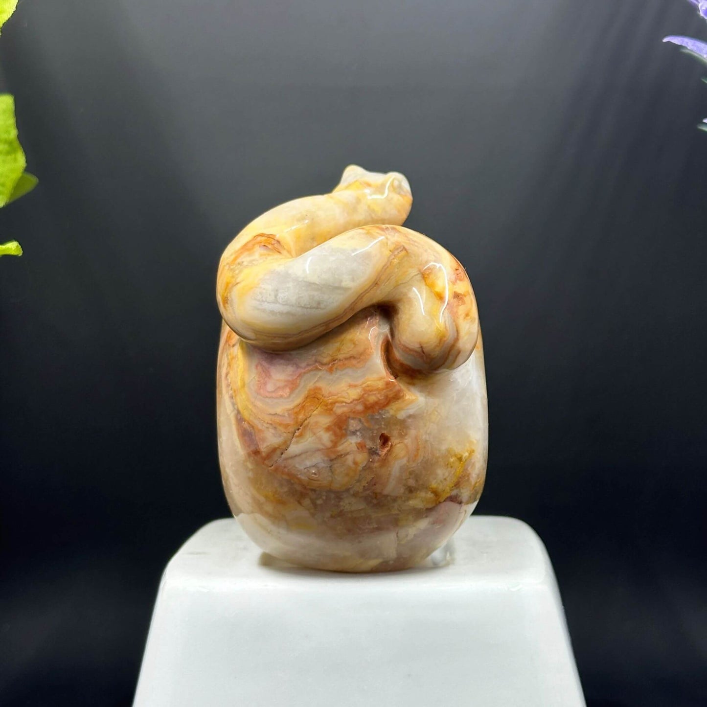Crazy Lace Agate Snake and Skull Carving - Itsy's Crystal Cove LLC
