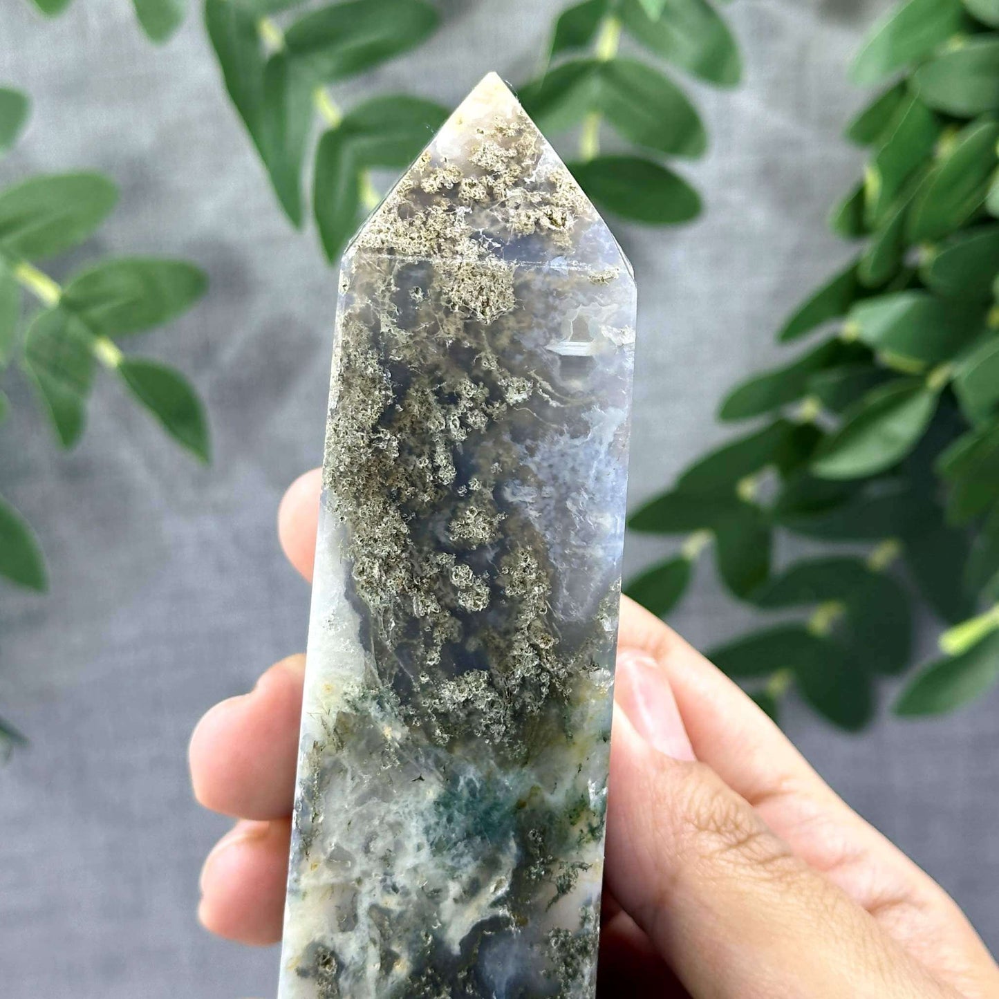 Druzy Moss Agate Tower - Itsy's Crystal Cove LLC