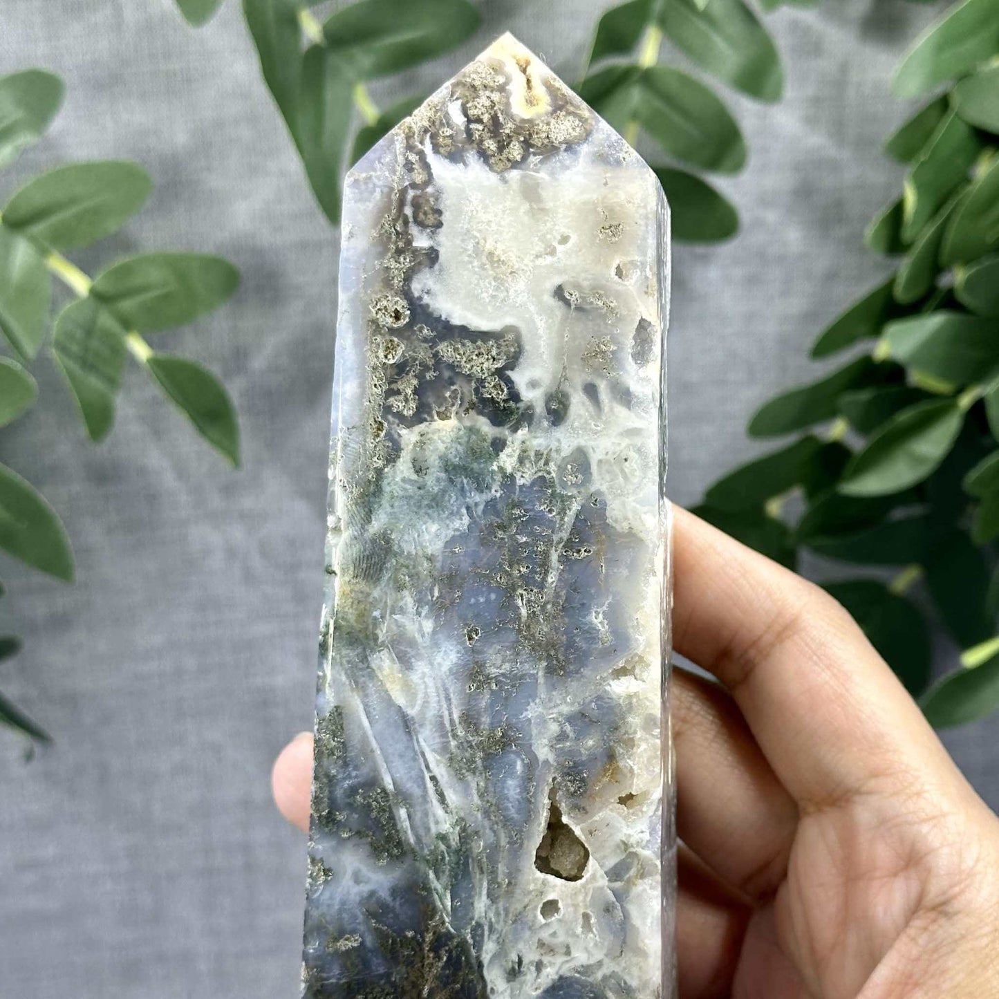 Druzy Moss Agate Tower - Itsy's Crystal Cove LLC