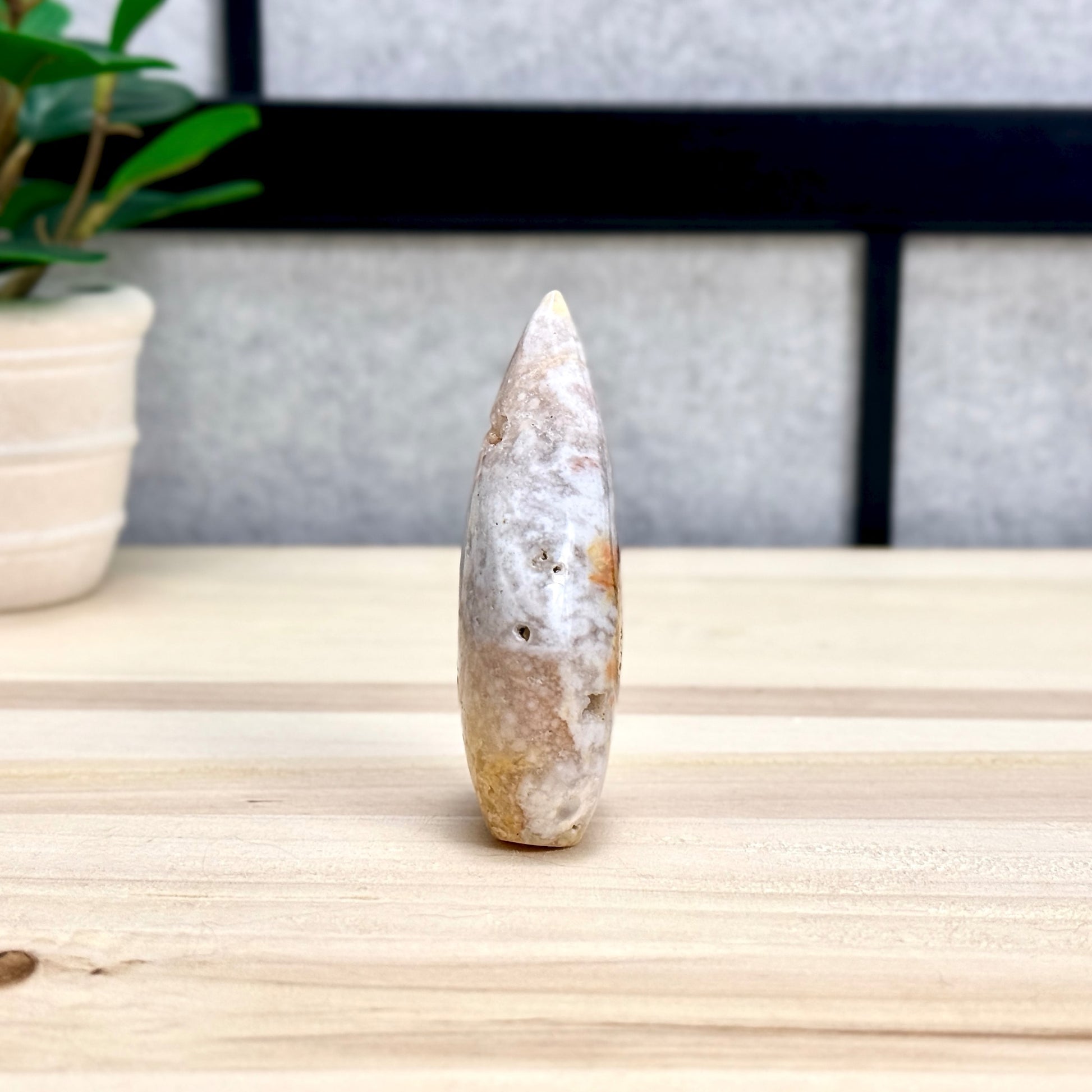 Light Pink Flower Agate Tear Drop Carving A, Itsy's Crystal Cove LLC