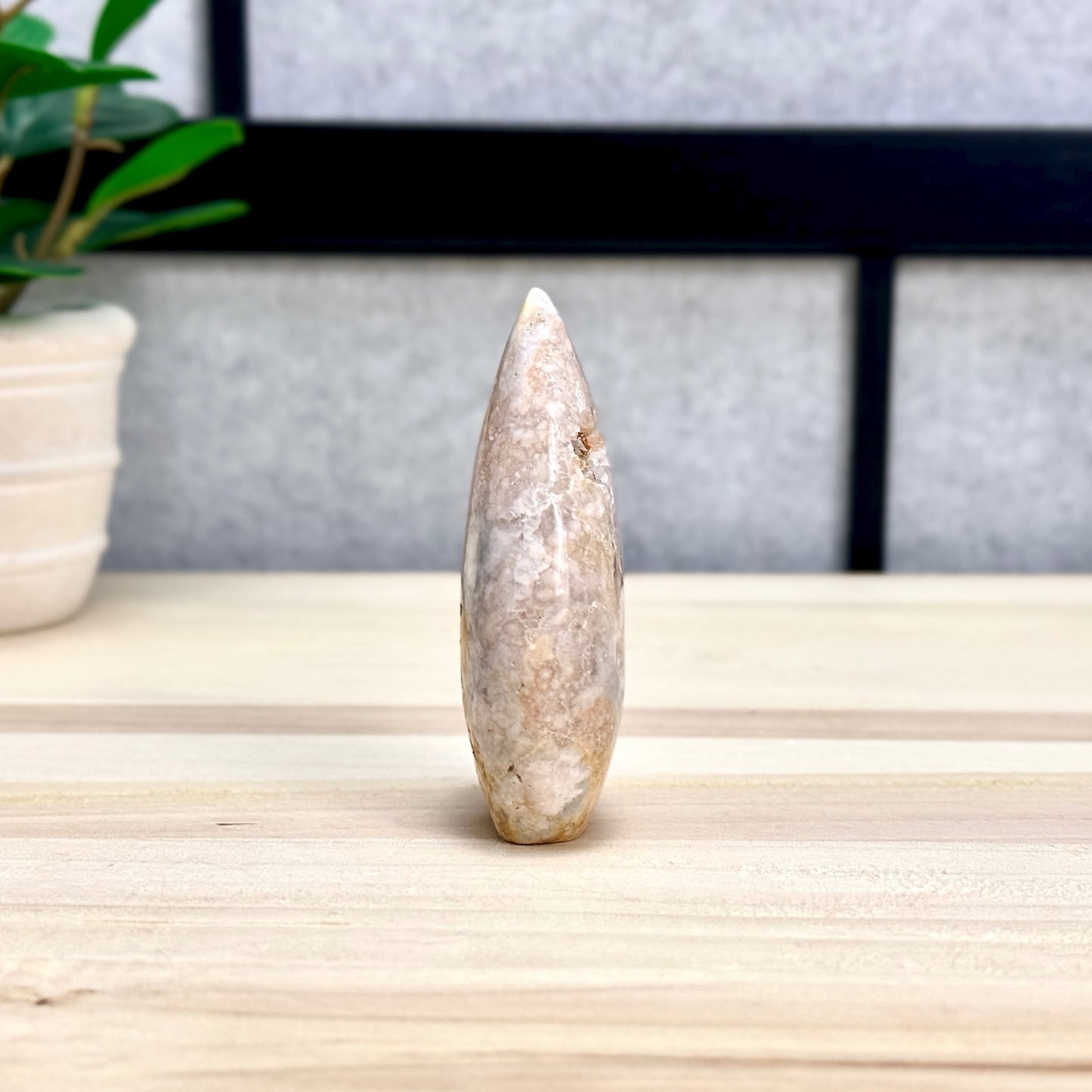 Light Pink Flower Agate Tear Drop Carving A, Itsy's Crystal Cove LLC