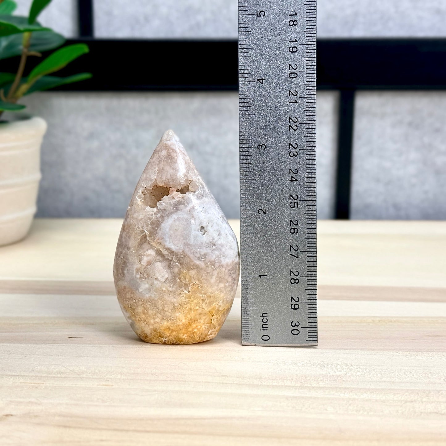 Light Pink Flower Agate Tear Drop Carving A, Itsy's Crystal Cove LLC