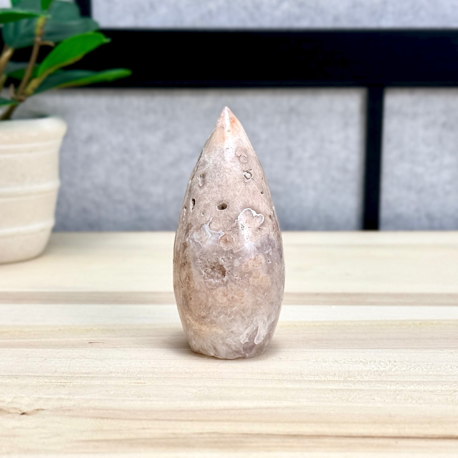 Light Pink Flower Agate Tear Drop Carving B, Itsy's Crystal Cove LLC