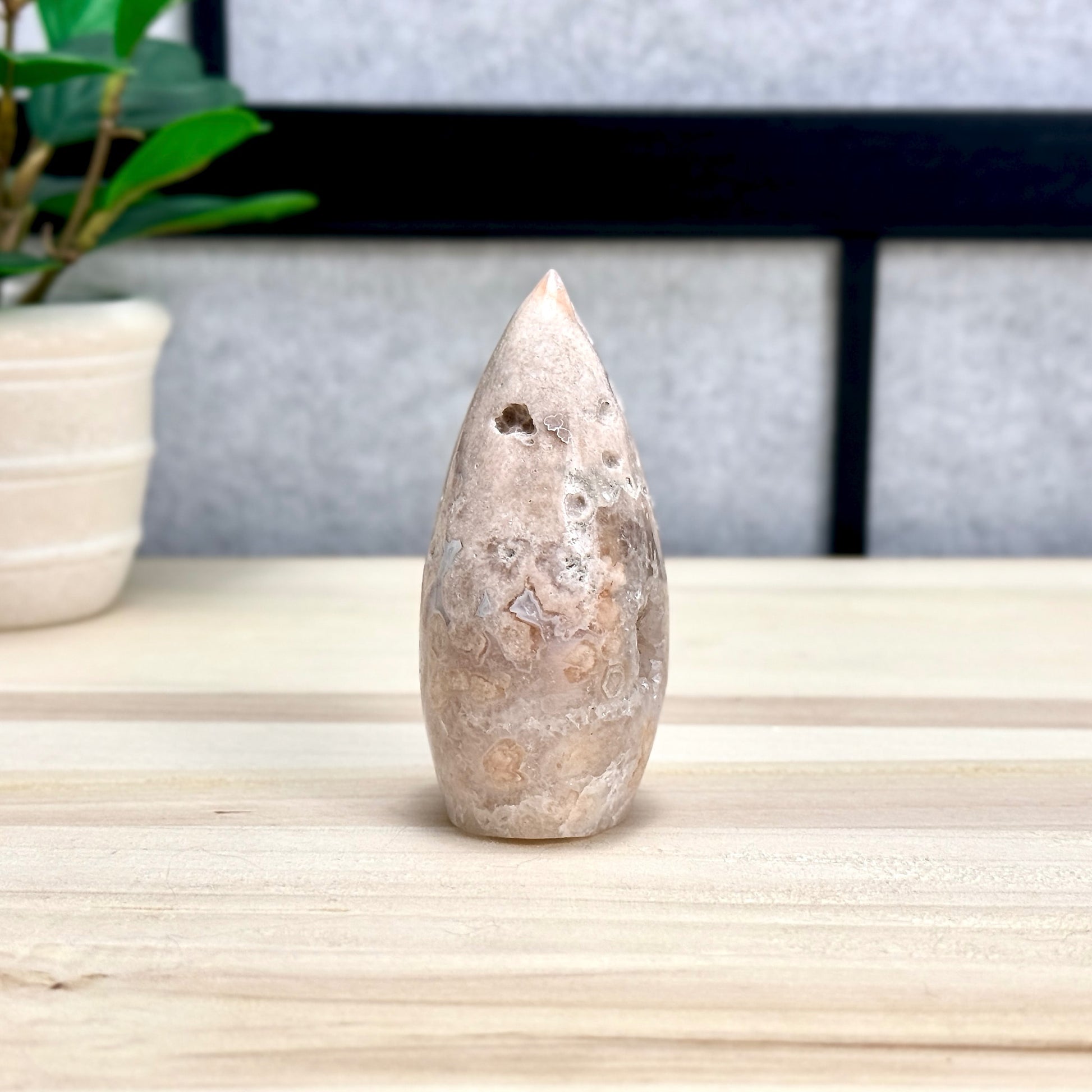 Light Pink Flower Agate Tear Drop Carving B, Itsy's Crystal Cove LLC