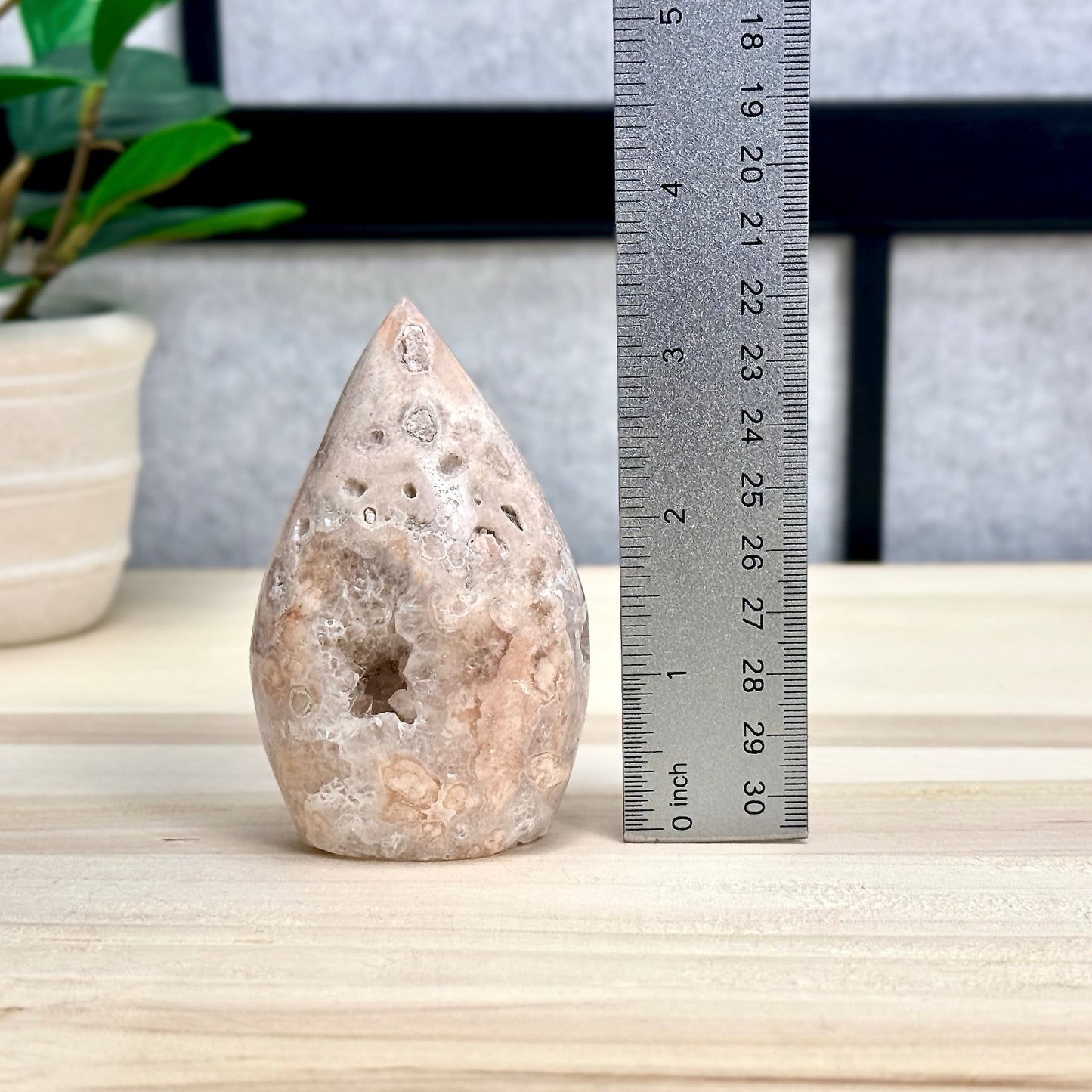 Light Pink Flower Agate Tear Drop Carving B, Itsy's Crystal Cove LLC