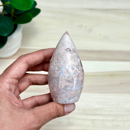 Light Pink Flower Agate Tear Drop Carving B, Itsy's Crystal Cove LLC