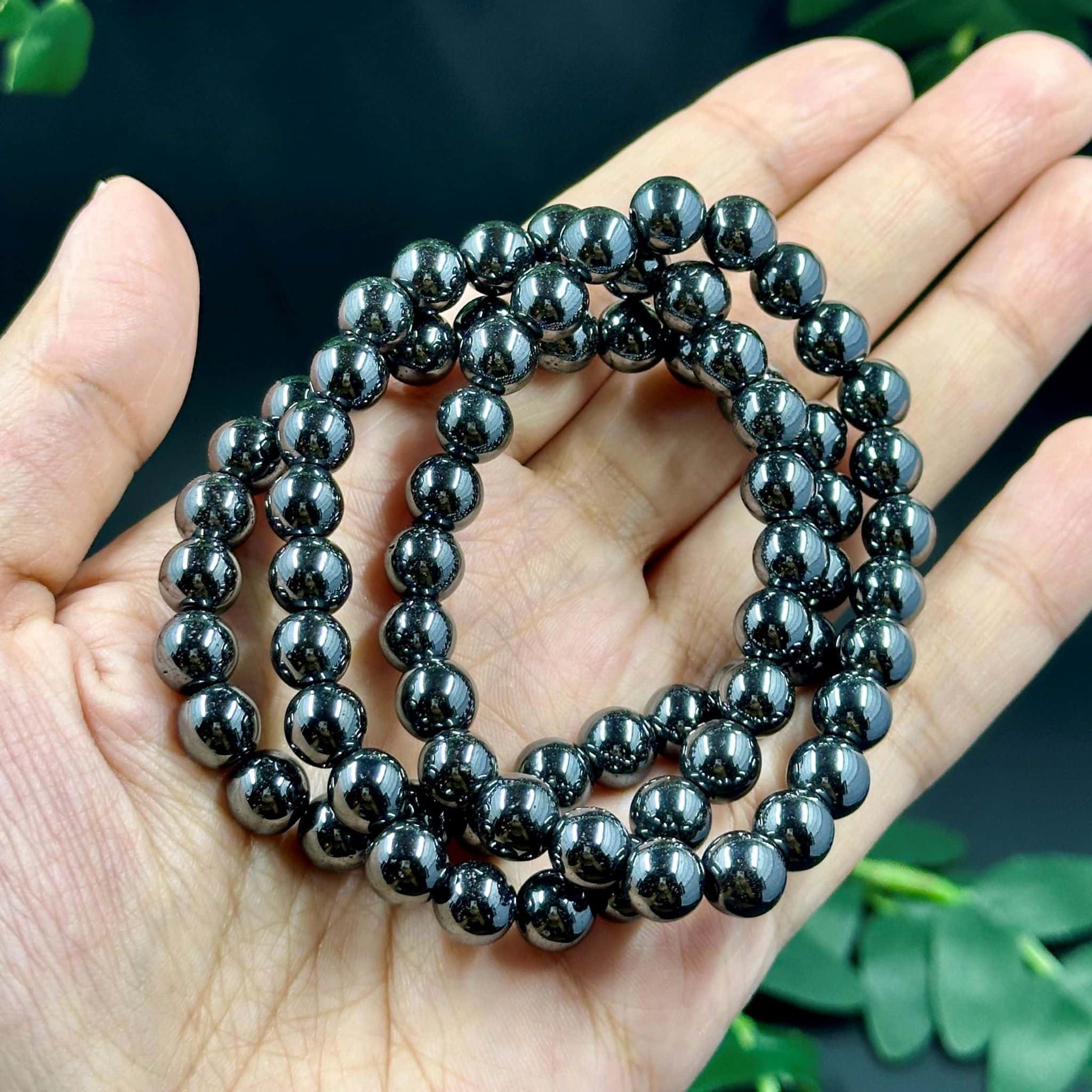 Hematite Crystal Bracelet, 8mm, 7.5 inches - Itsy's Crystal Cove LLC