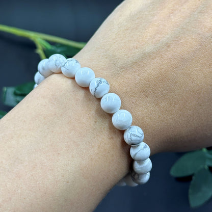 Howlite Crystal Bracelet, 8mm, 7.5 inches - Itsy's Crystal Cove LLC
