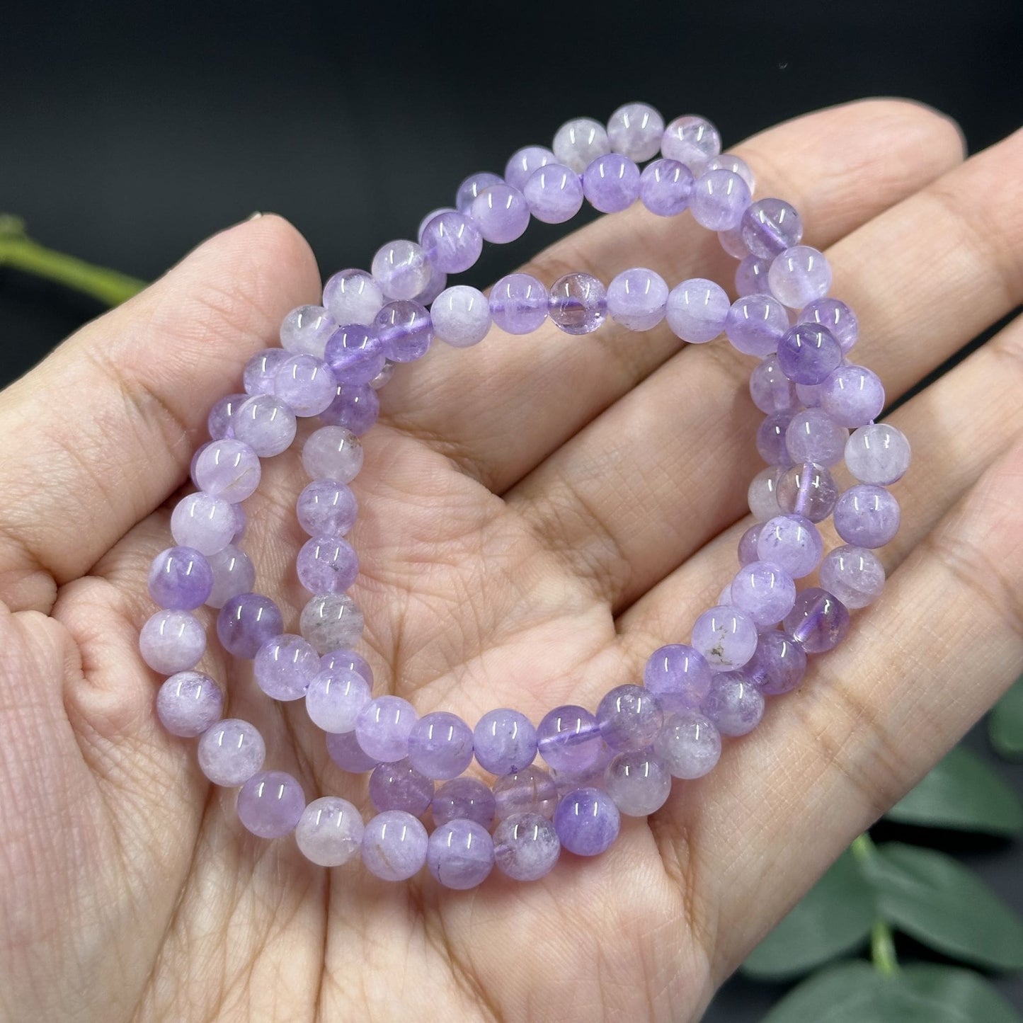 Lavender Amethyst Crystal Bracelet, 6mm, 7.5 inches - Itsy's Crystal Cove LLC