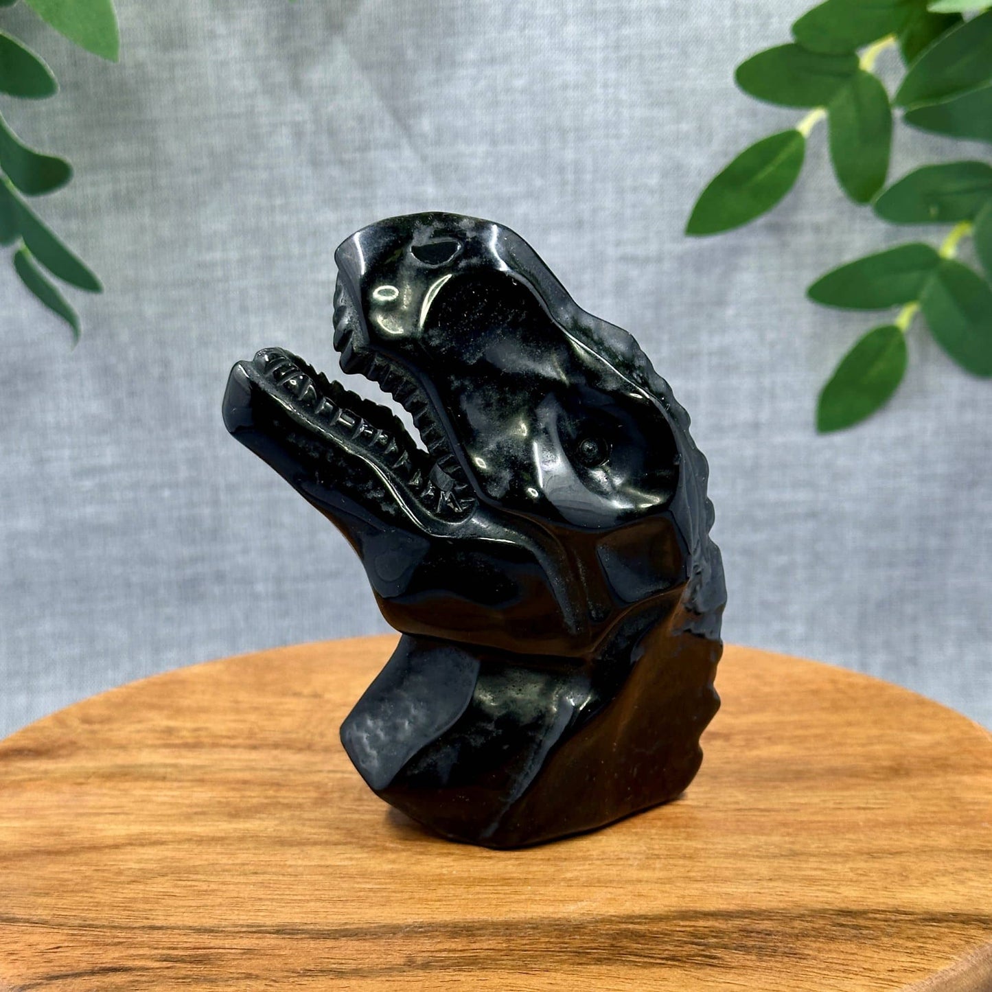 Obsidian Dinosaur Crystal Carving A - Itsy's Crystal Cove LLC