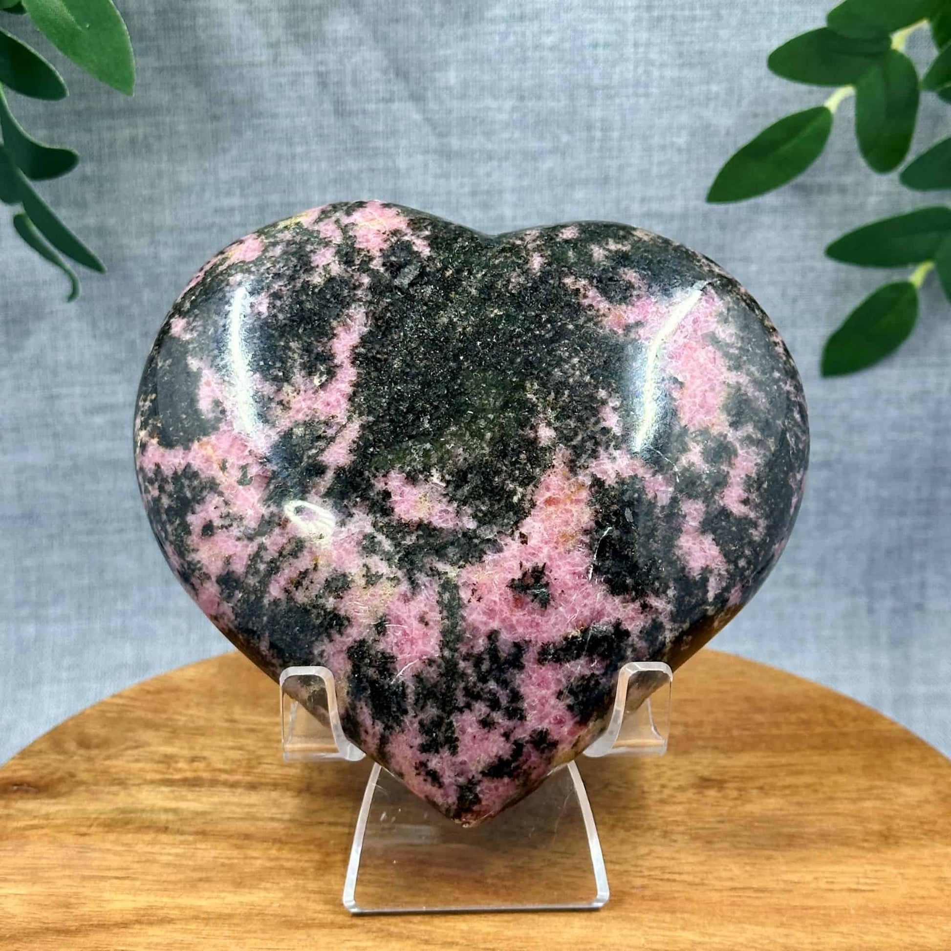 Rhodonite Crystal Heart Carving - Itsy's Crystal Cove LLC