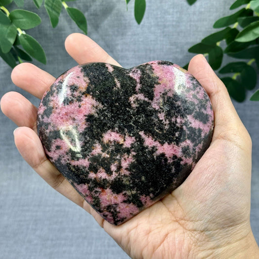Rhodonite Crystal Heart Carving - Itsy's Crystal Cove LLC