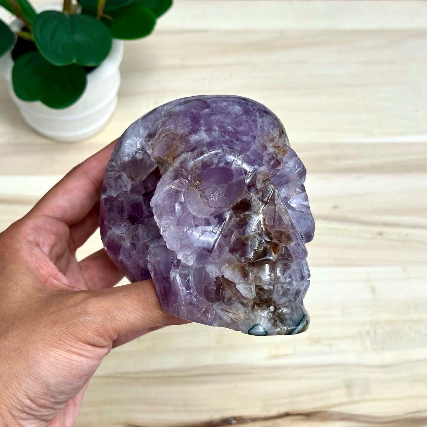 Large Drusy Amethyst Skull Carving, 2 lb. 6.1 oz. - Itsy's Crystal Cove LLC