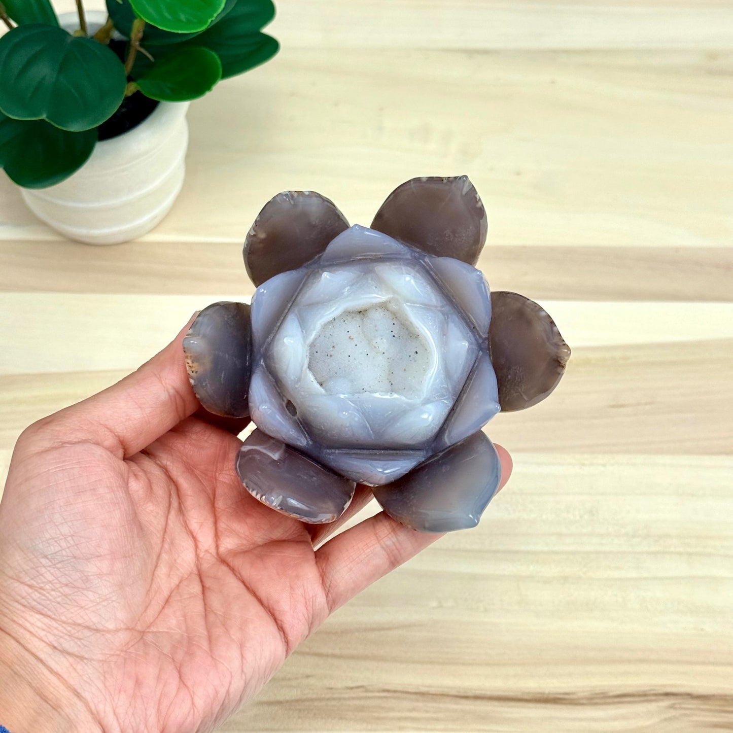 Agate Lotus Carving - Itsy's Crystal Cove LLC