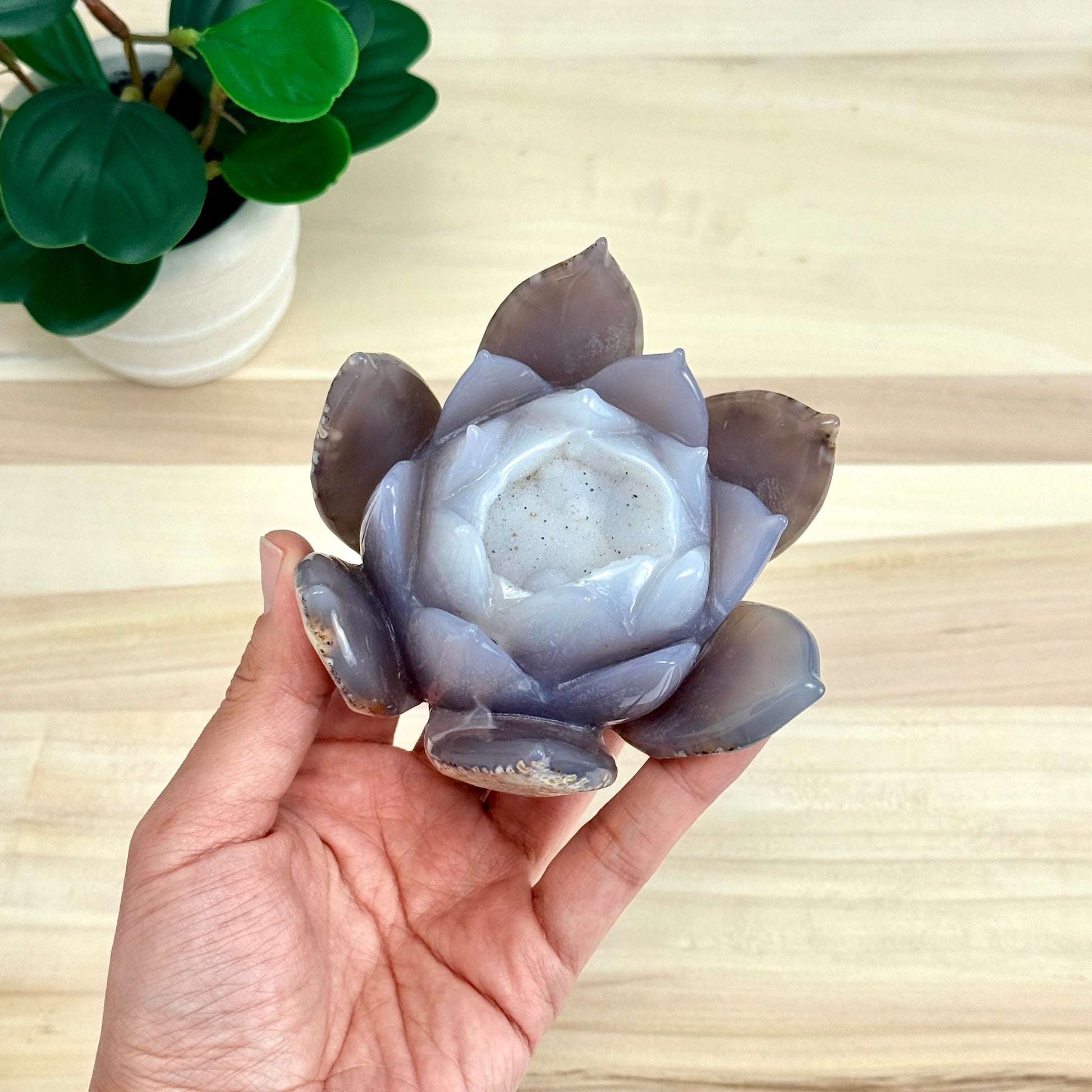 Agate Lotus Carving - Itsy's Crystal Cove LLC
