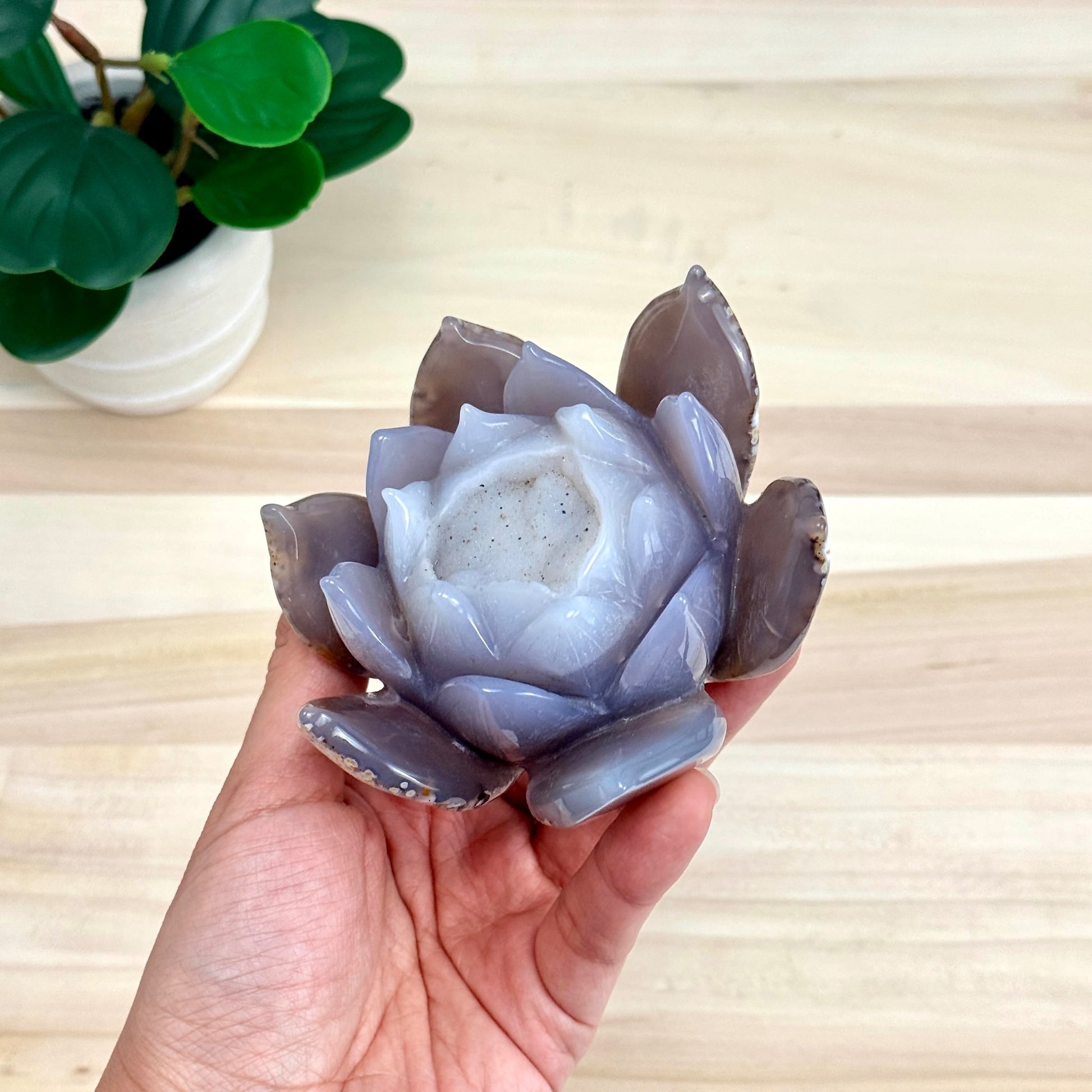 Agate Lotus Carving - Itsy's Crystal Cove LLC
