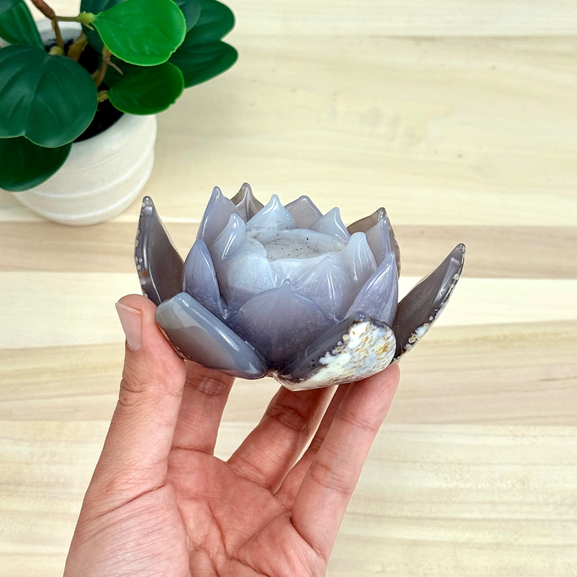 Agate Lotus Carving - Itsy's Crystal Cove LLC