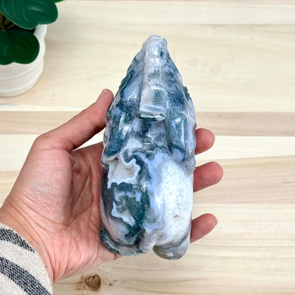 Moss Agate Elephant Carving, 41 oz. - Itsy's Crystal Cove LLC