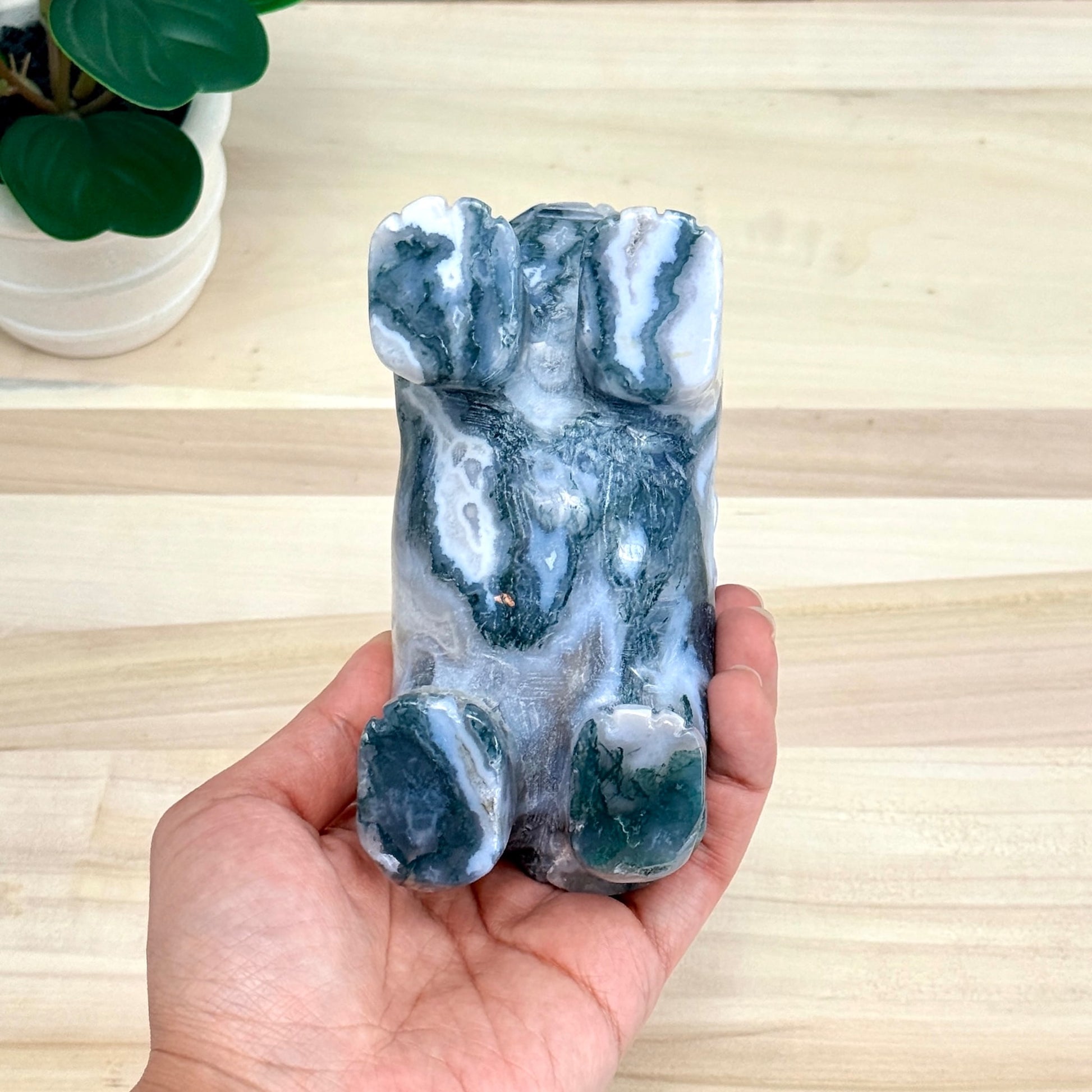 Moss Agate Elephant Carving, 41 oz. - Itsy's Crystal Cove LLC