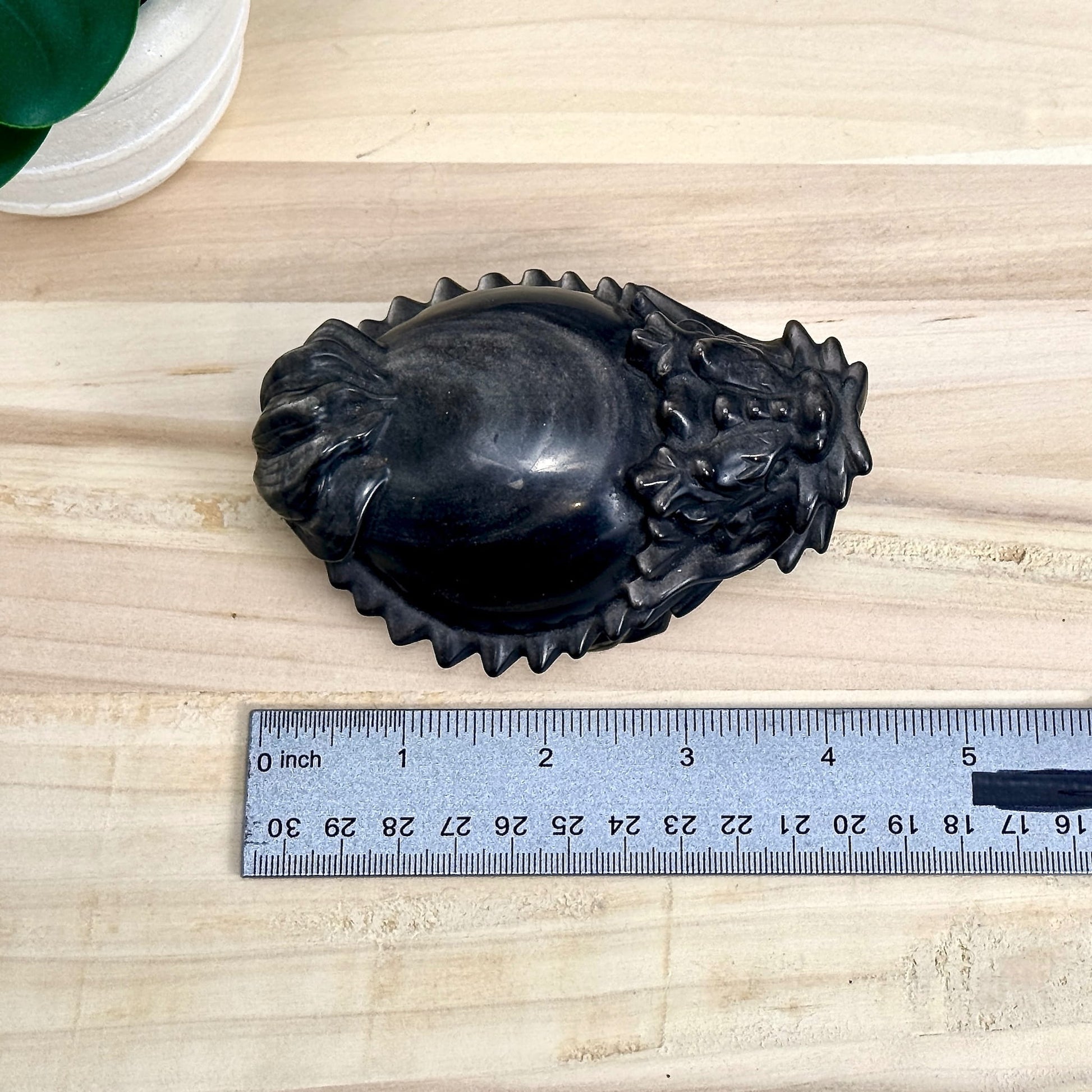 Silver Obsidian Dragon Turtle Carving - Itsy's Crystal Cove LLC
