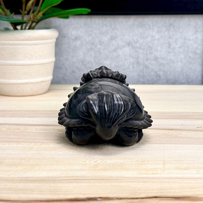 Silver Obsidian Dragon Turtle Carving - Itsy's Crystal Cove LLC