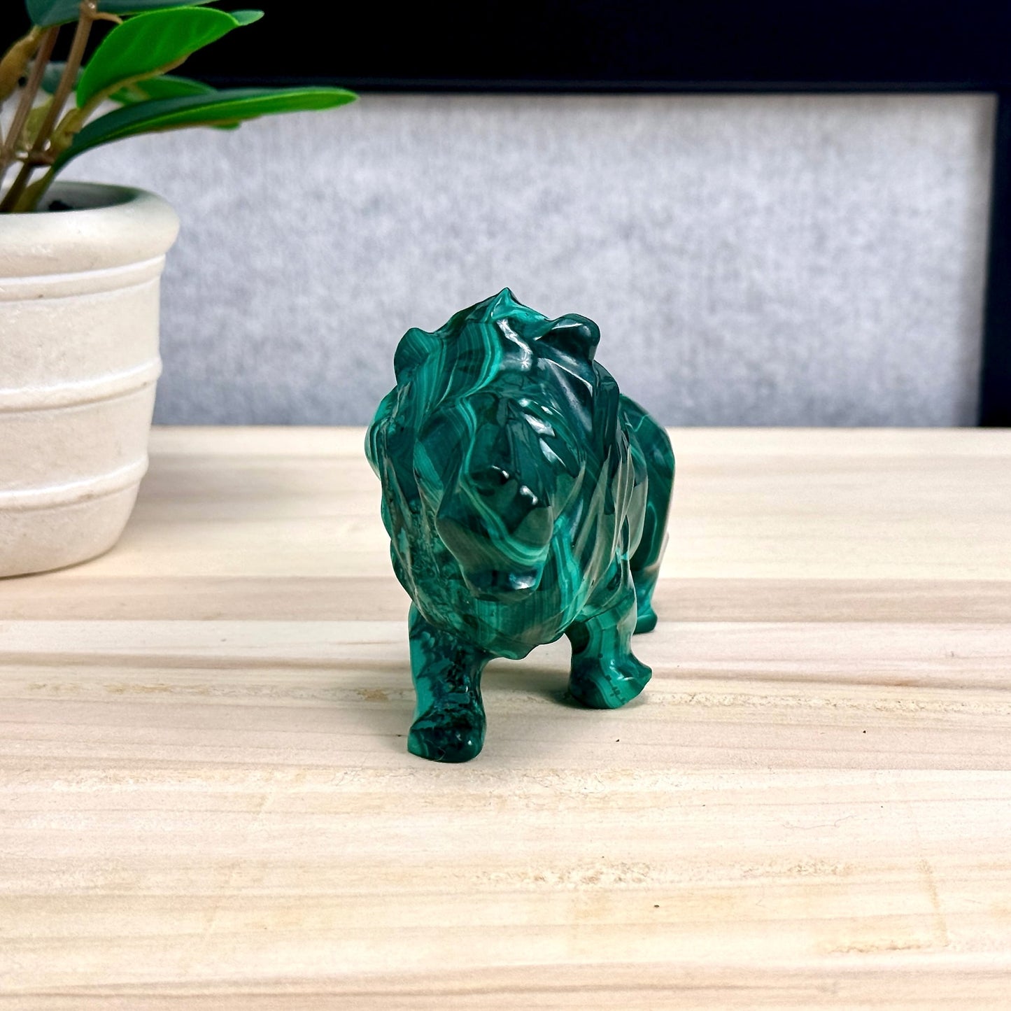 Malachite Lion Carving, 1 lb. 1 oz.
