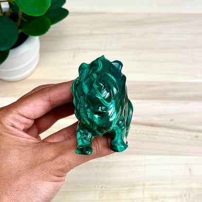 Malachite Lion Carving, 1 lb. 1 oz.