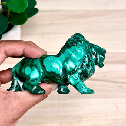 Malachite Lion Carving, 1 lb. 1 oz.