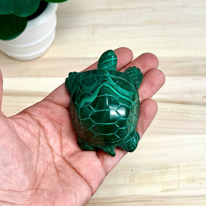 Malachite Turtle Carving, 9.1 oz.