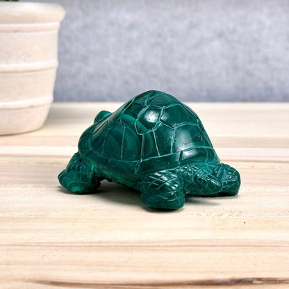 Malachite Turtle Carving, 9.1 oz.