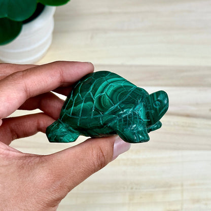 Malachite Turtle Carving, 9.1 oz.
