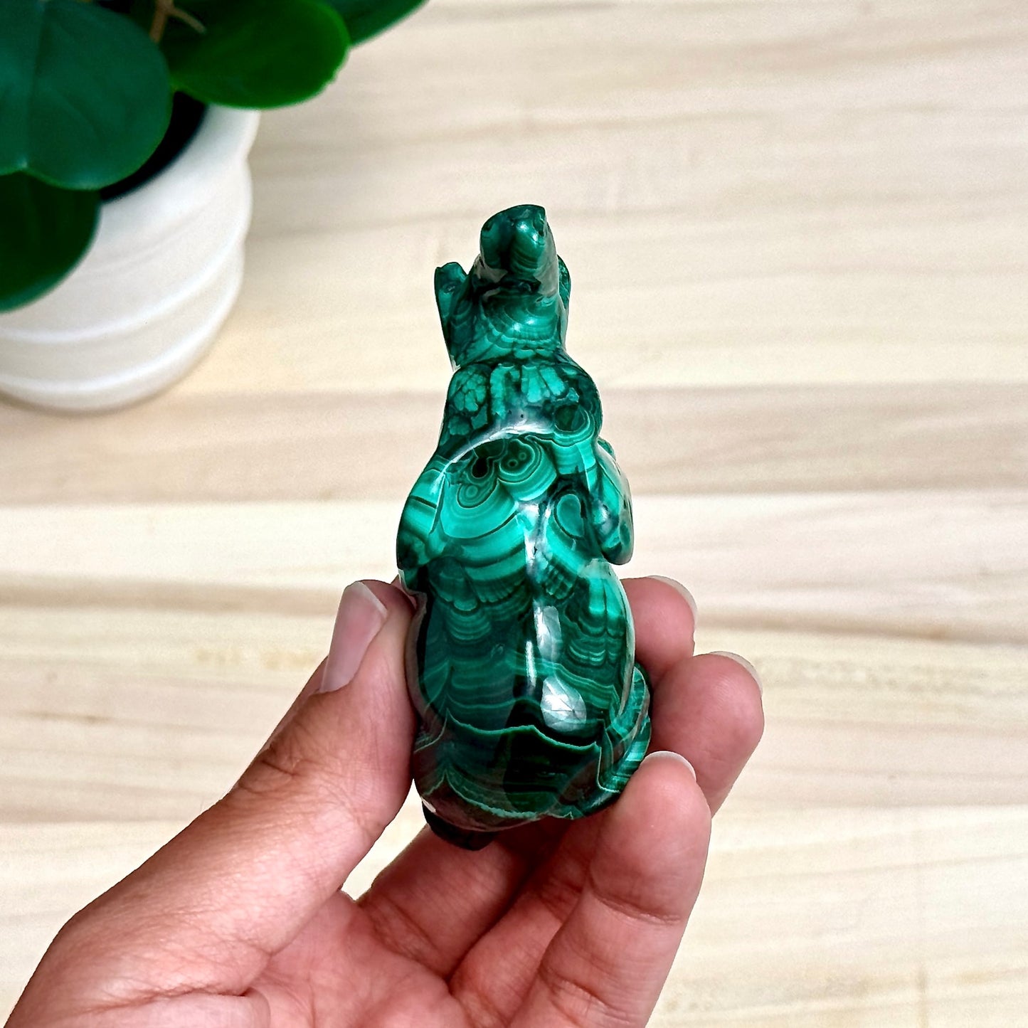 Malachite Elephant Carving, 6.4 oz.