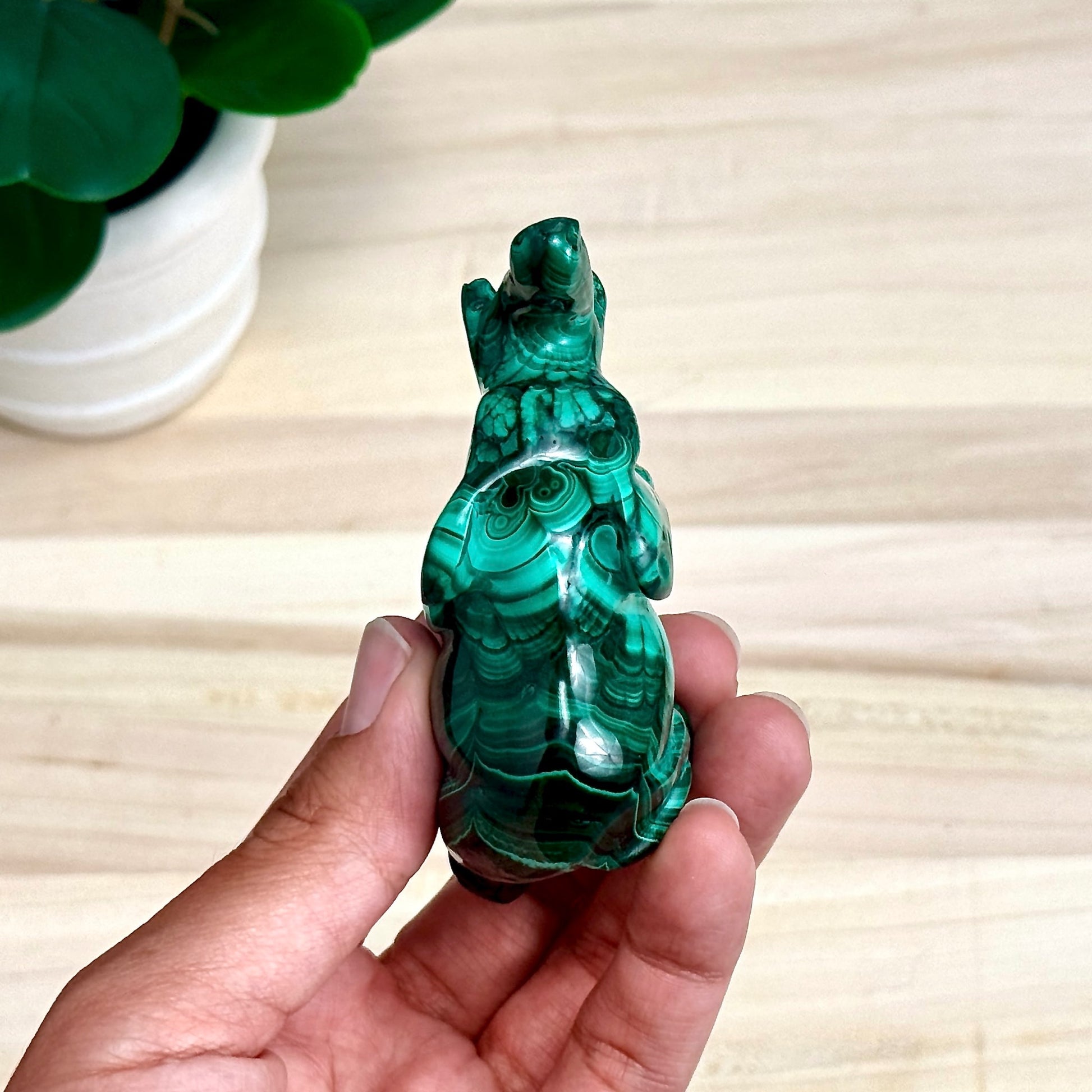Malachite Elephant Carving, 6.4 oz.