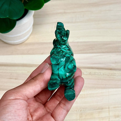 Malachite Elephant Carving, 6.4 oz.