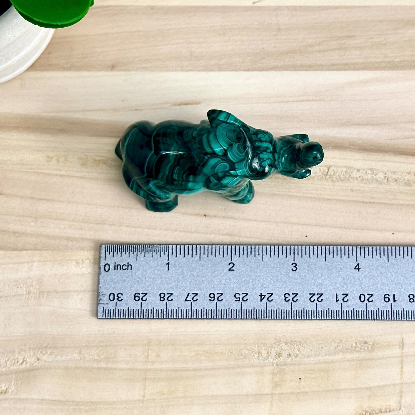 Malachite Elephant Carving, 6.4 oz.