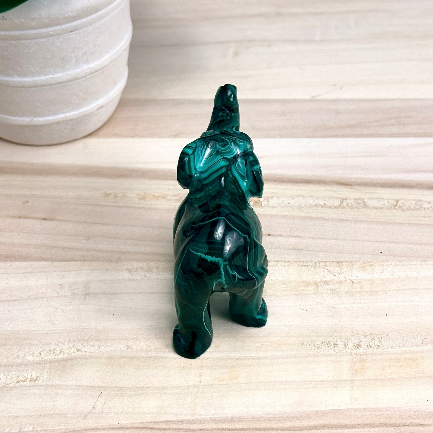 Malachite Elephant Carving, 6.4 oz.
