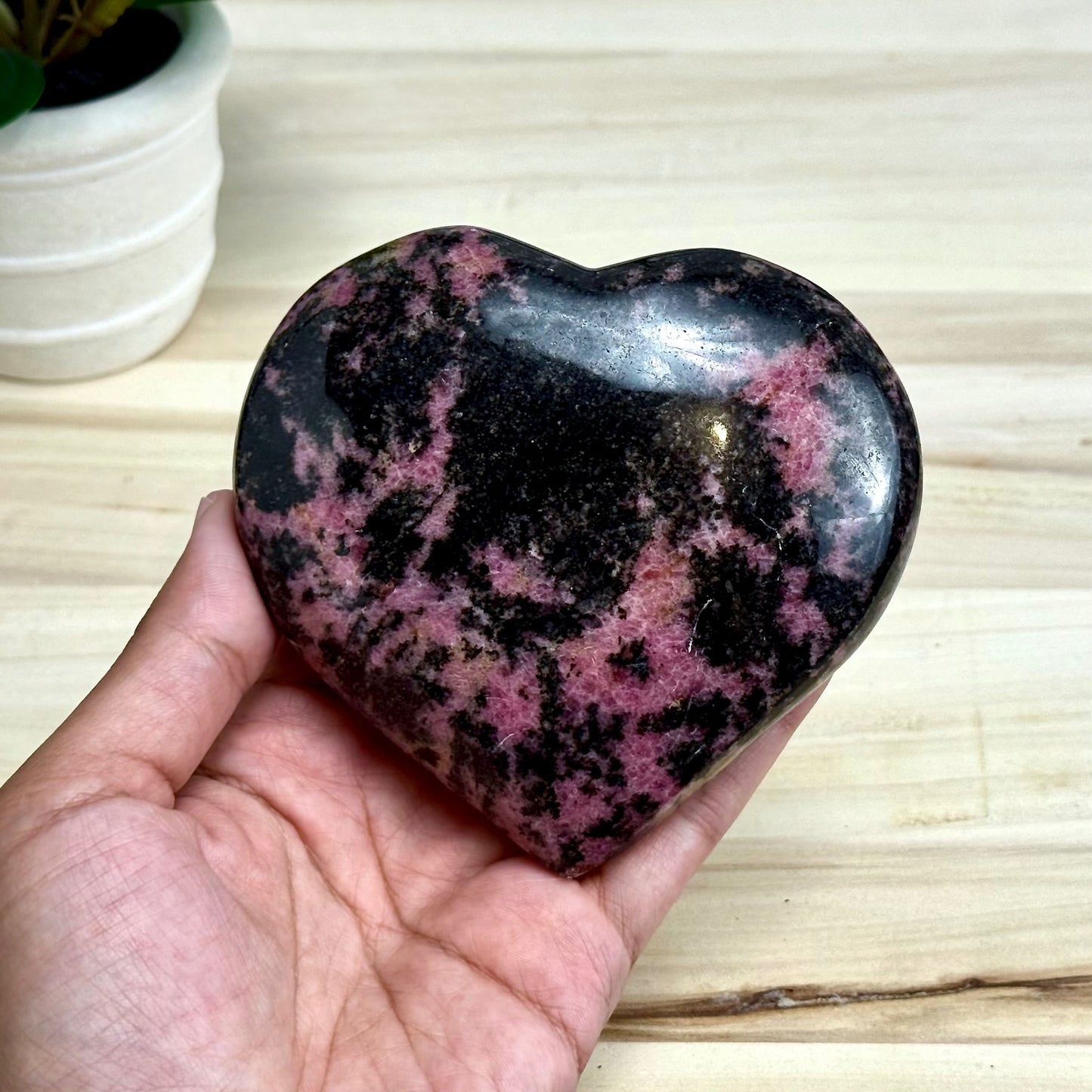 Rhodonite Heart Carving, 1 lb. 7 oz.