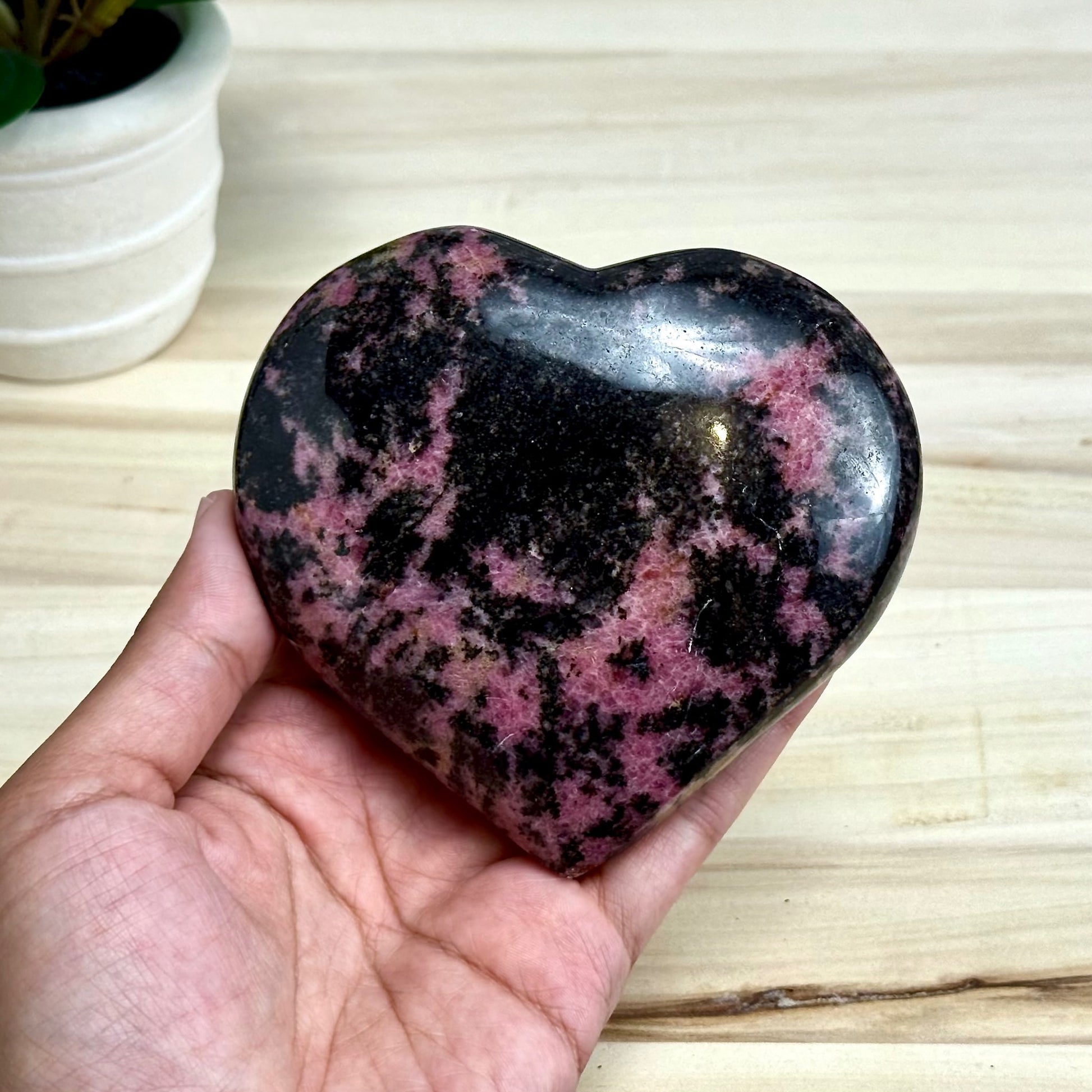 Rhodonite Heart Carving, 1 lb. 7 oz.
