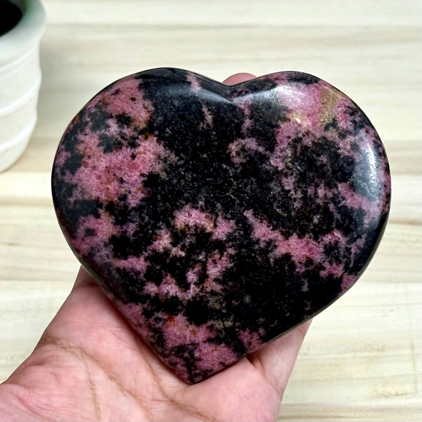 Rhodonite Heart Carving, 1 lb. 7 oz.