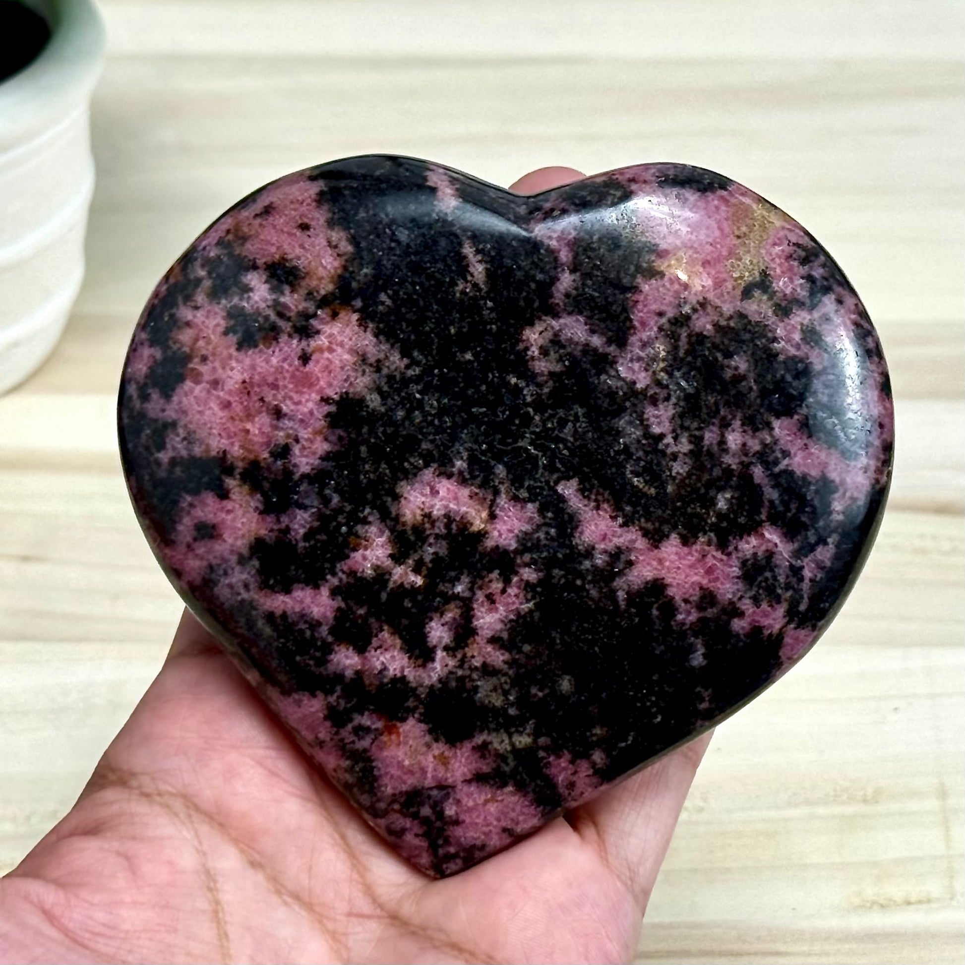 Rhodonite Heart Carving, 1 lb. 7 oz.