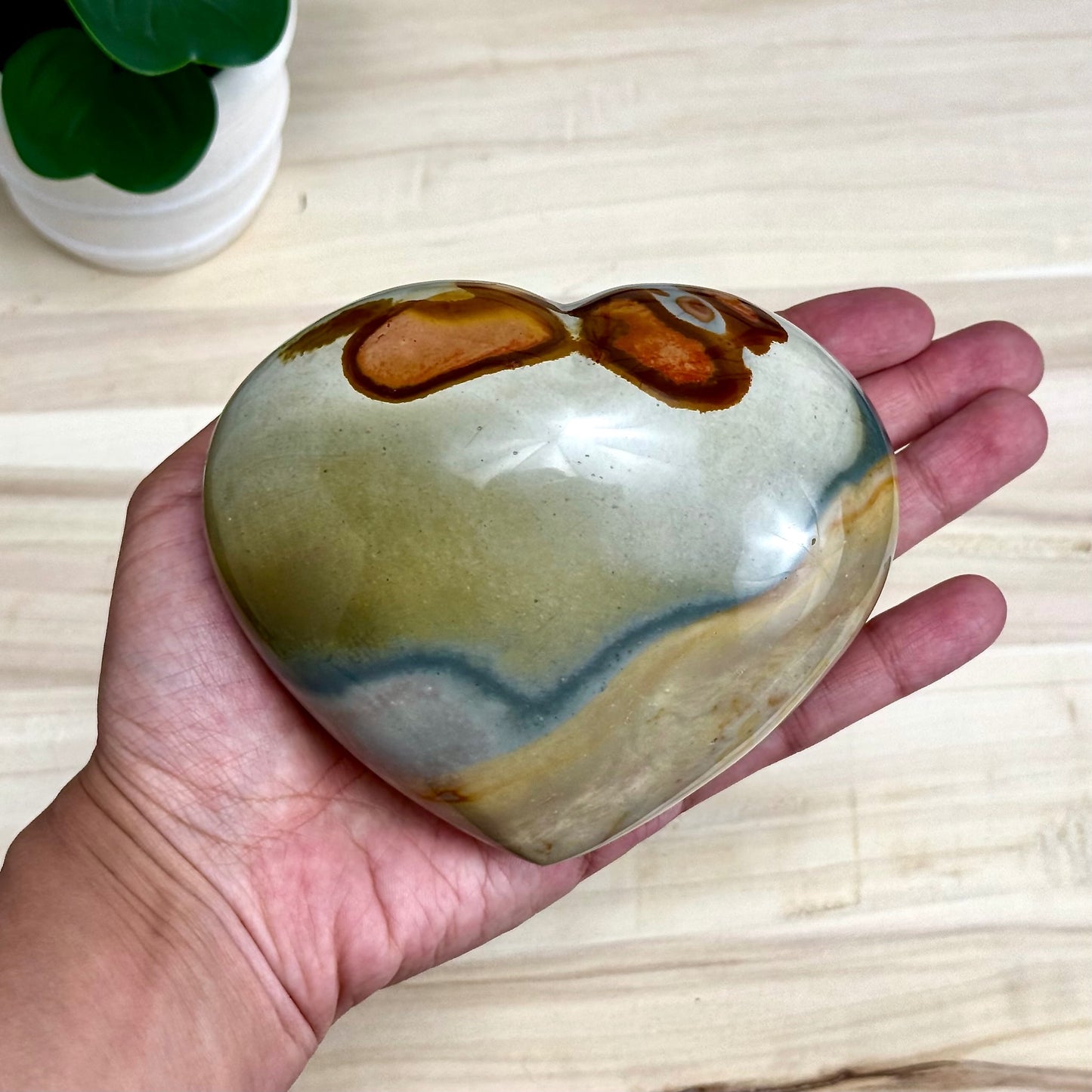 Polychrome Jasper Heart Carving, 1 lb. 15.5 oz.