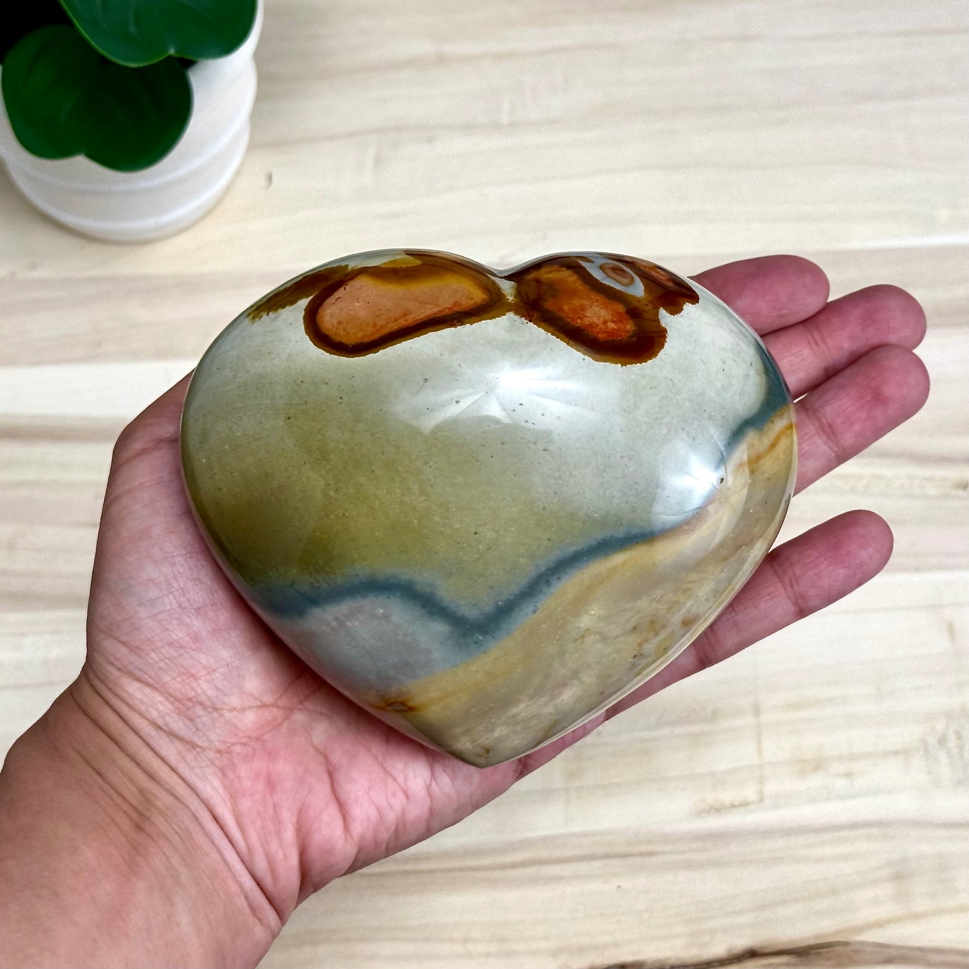 Polychrome Jasper Heart Carving, 1 lb. 15.5 oz.