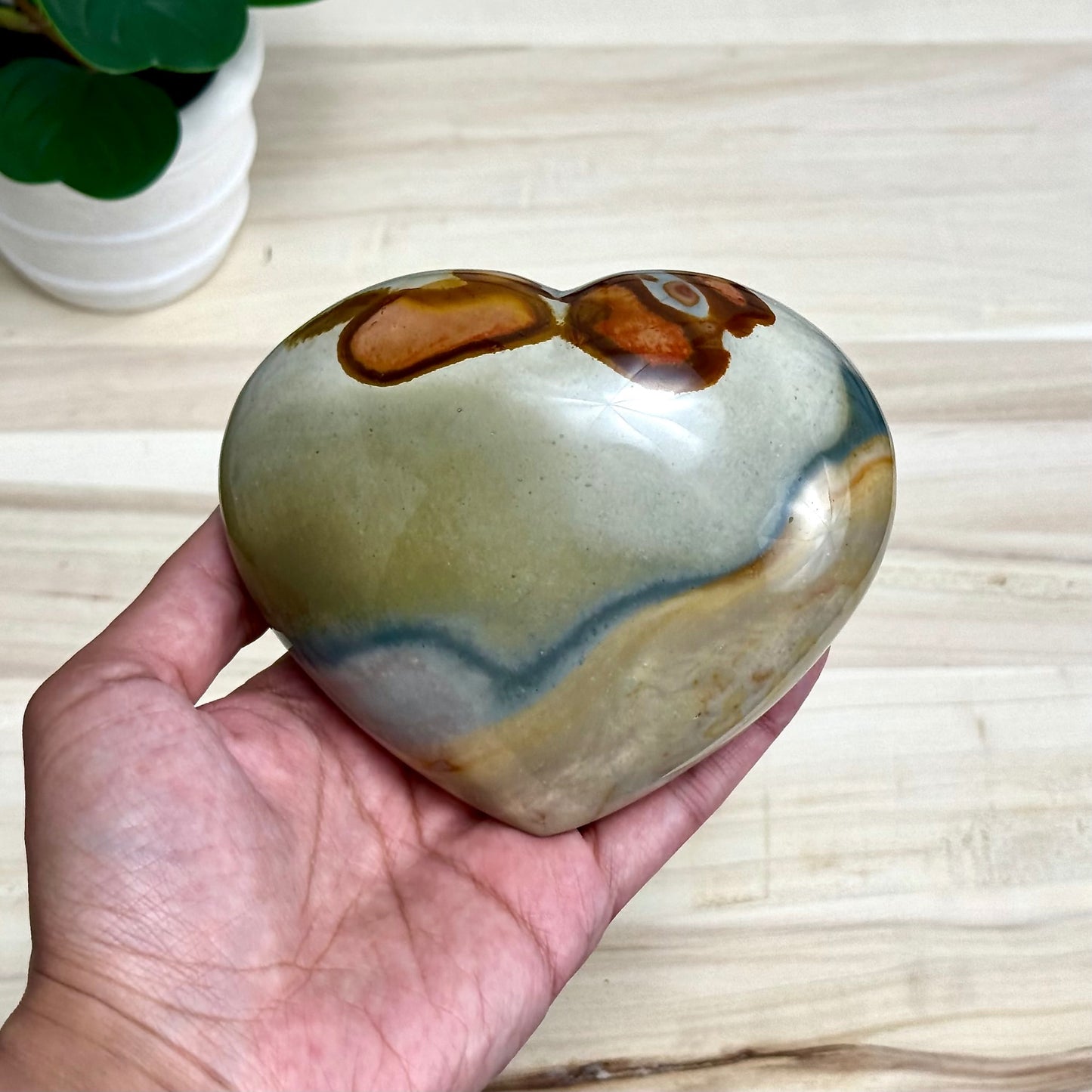 Polychrome Jasper Heart Carving, 1 lb. 15.5 oz.