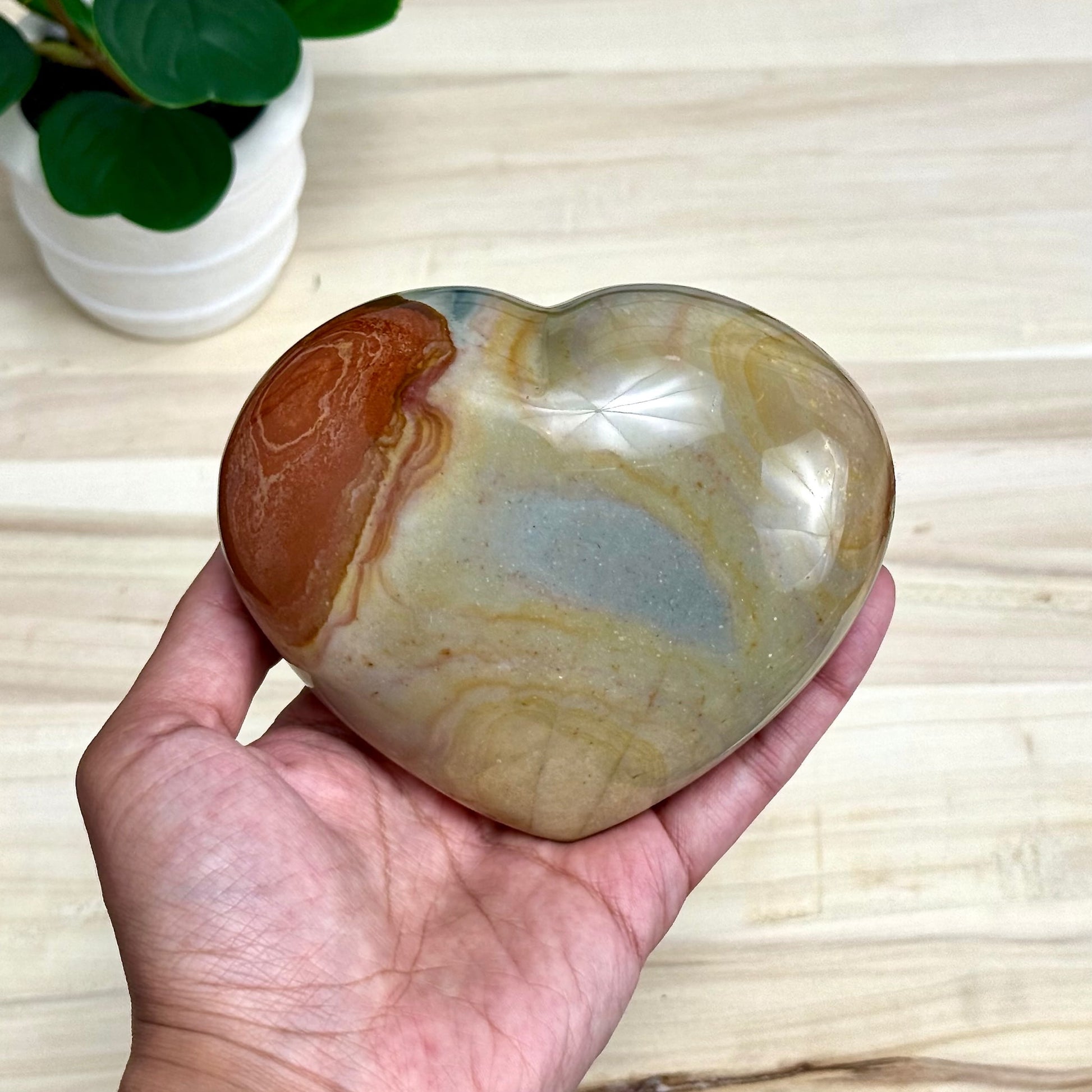 Polychrome Jasper Heart Carving, 1 lb. 15.5 oz.